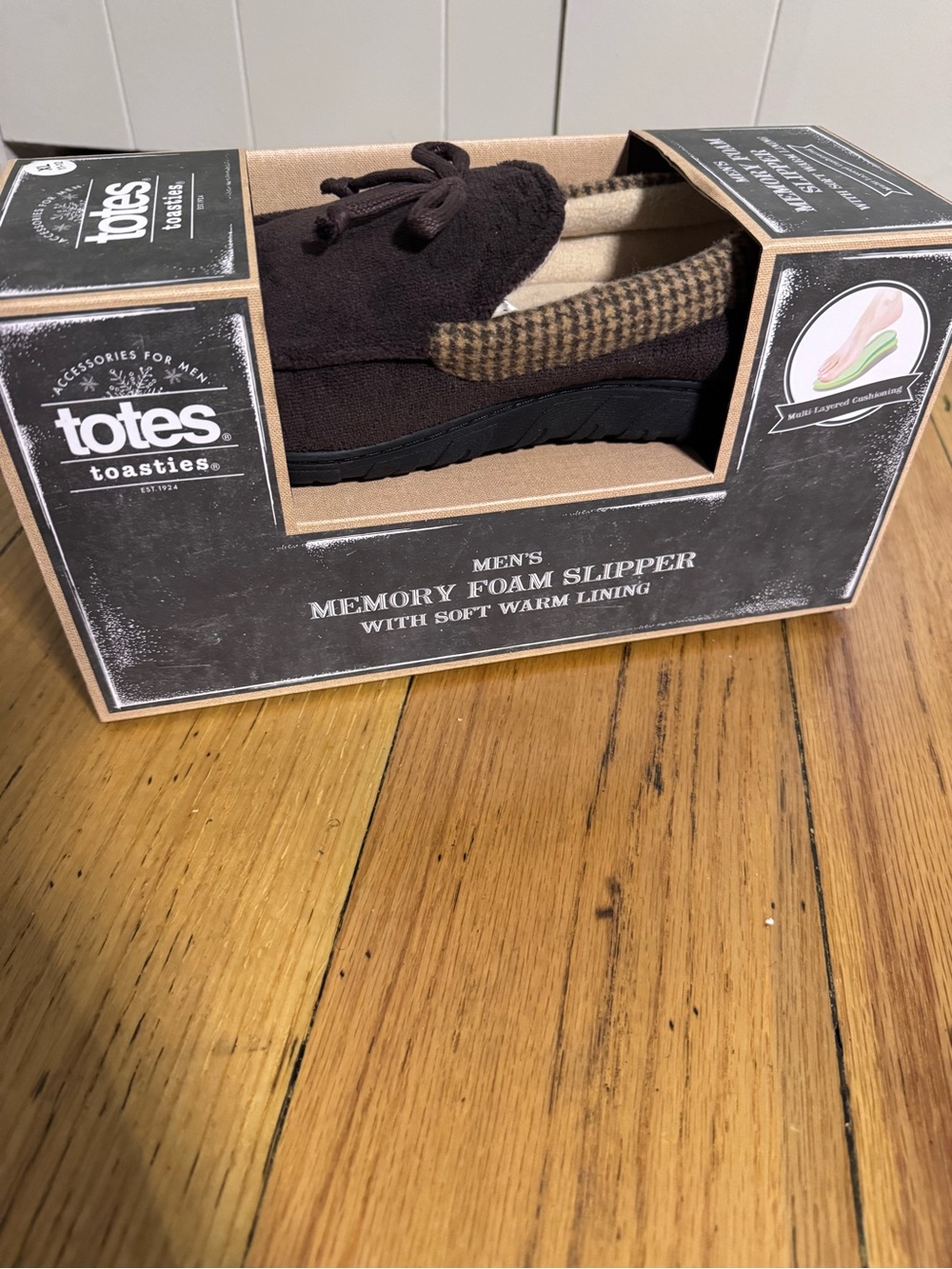Totes Toasties Men’s Memory Foam Slippers XL 11-12 Brown NIB